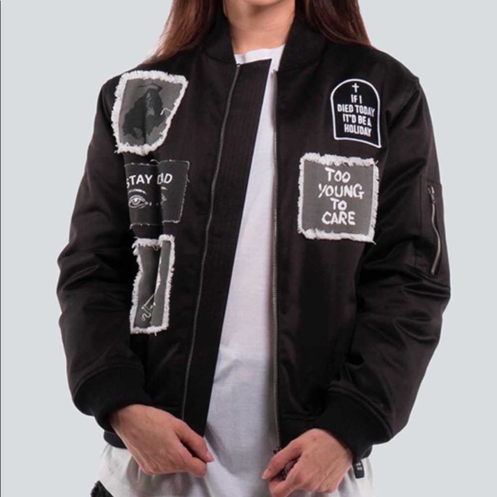 Unisex Drop Dead Stay Dead Black Bomber Jacket